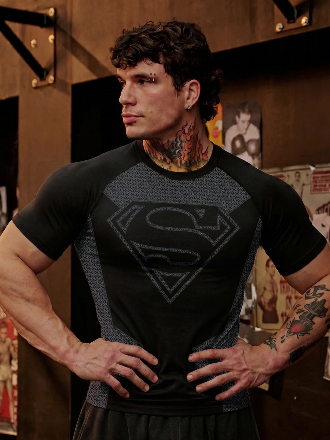 Black Superman Compression For Men - broncopolos.com